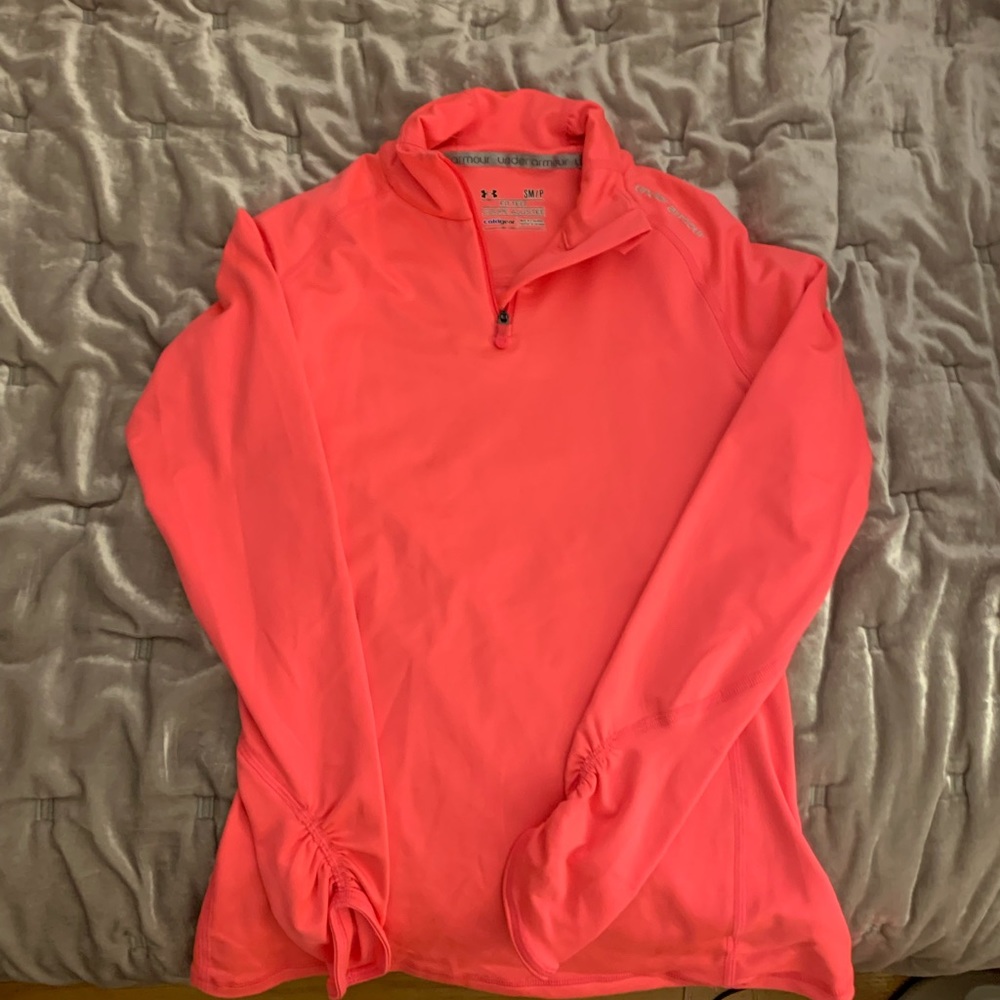 Neon pink under armour quarter zip - super cute!